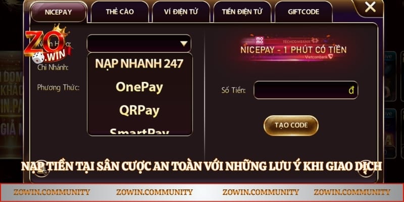 Nạp tiền tại sân cược an toàn với những lưu ý khi giao dịch