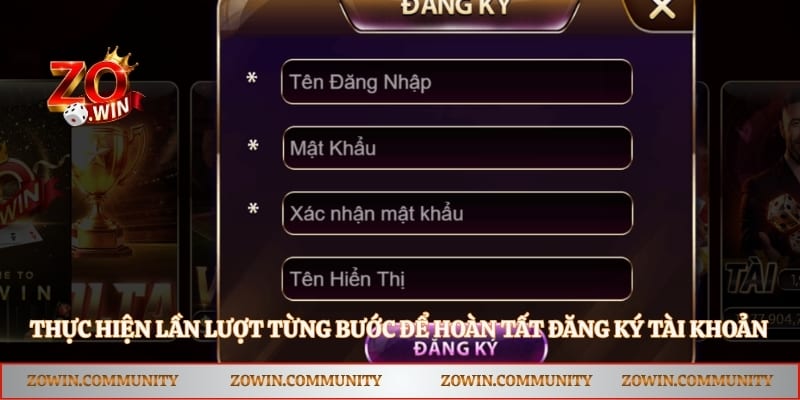 Thực hiện lần lượt từng bước để hoàn tất đăng ký tài khoản